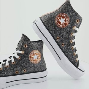 Womens Converse Chuck Taylor All Star Hi Lift Forest Glam Glitter Sneaker